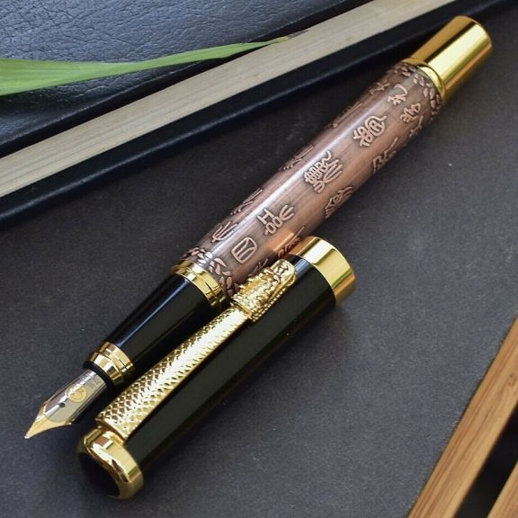 Luoshi Antique Copper Dragon Fountain Pen - Everything Dragon Shop