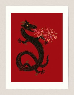 Flower Breathing Dragon Art Print - Everything Dragon Shop